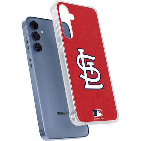MLB St. Louis Cardinals - Solid Distressed Galaxy A35 5G Clear Case